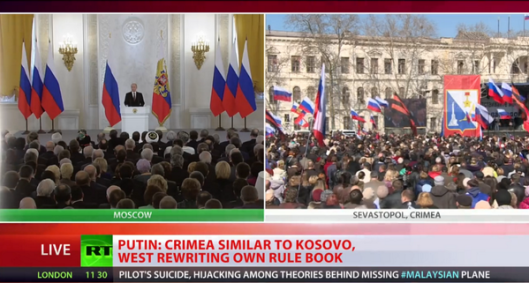 PUTIN: #Crimea similar to #Kosovo, West is rewriting its own rule book. WATCH LIVE http://rt.com/on-air/  