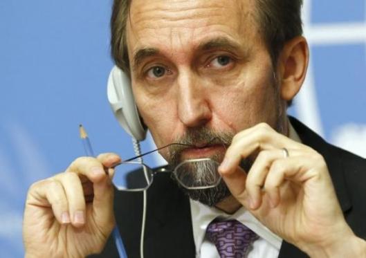 Jordan's Prince Zeid al-Hussein High Commissioner for Human Rights attends news conference at UN in Geneva