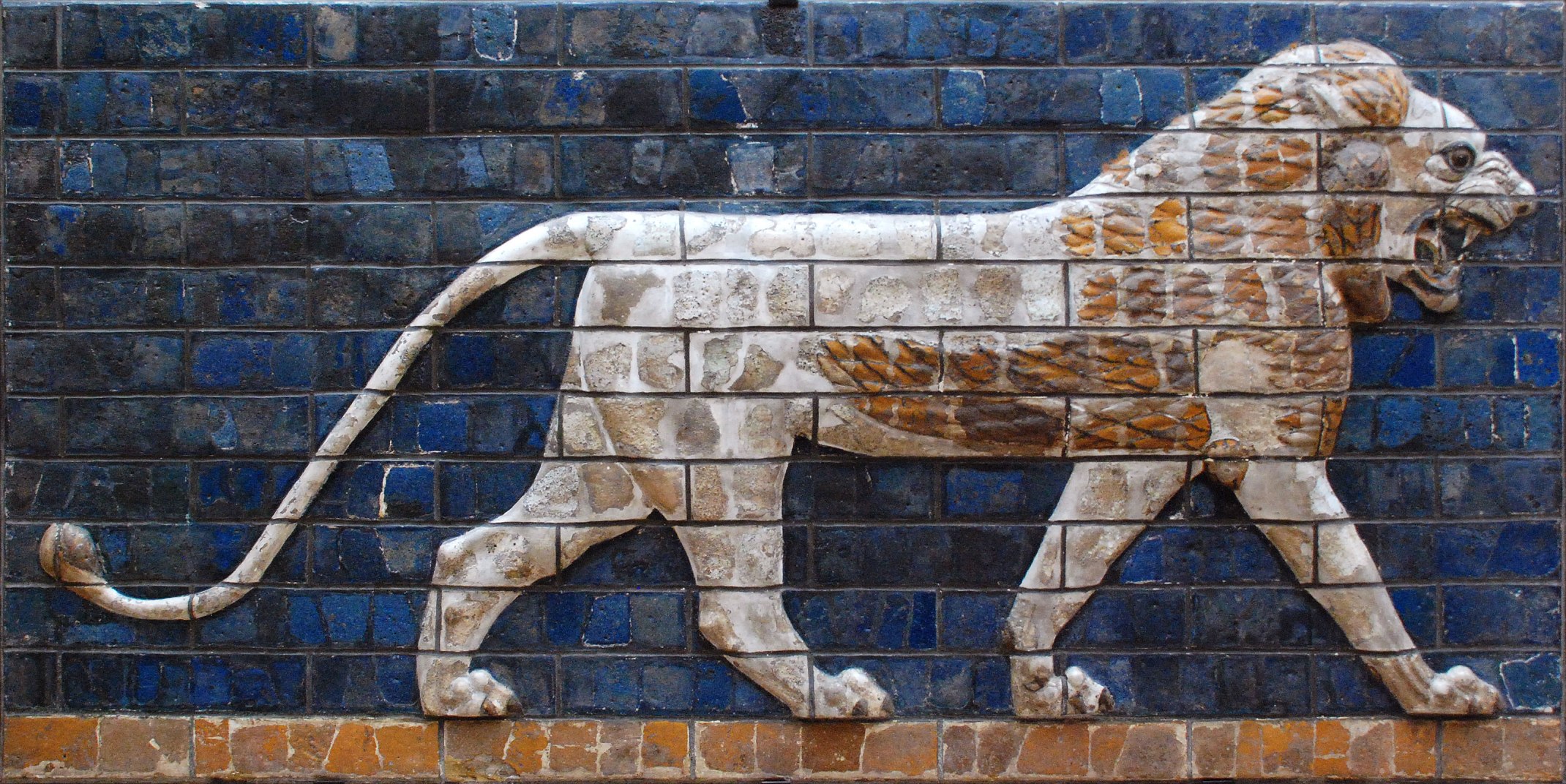 A lion from the Ishtar Gate into the city of Babylon. Constructed around 575 BC by King Nebuchadnezzar II