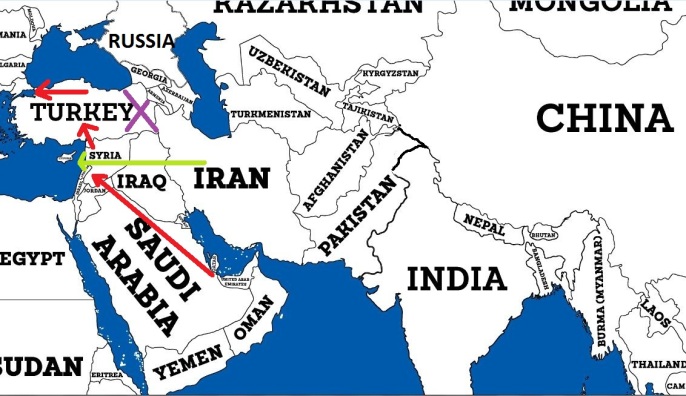 map-of-iran-syria-and-qatar-turkey-pipelines
